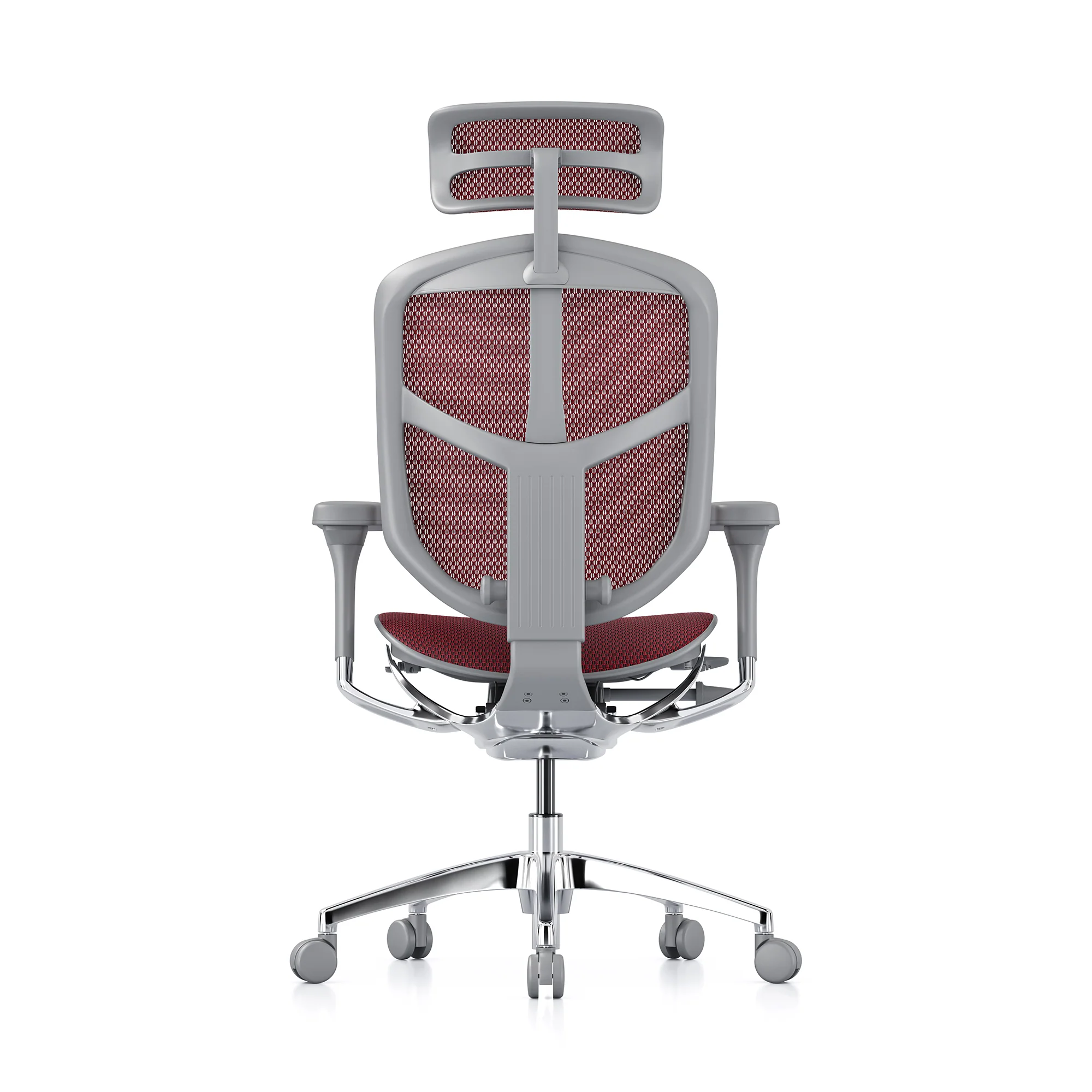 Enjoy office chair, red mesh, grey frame - Image 4
