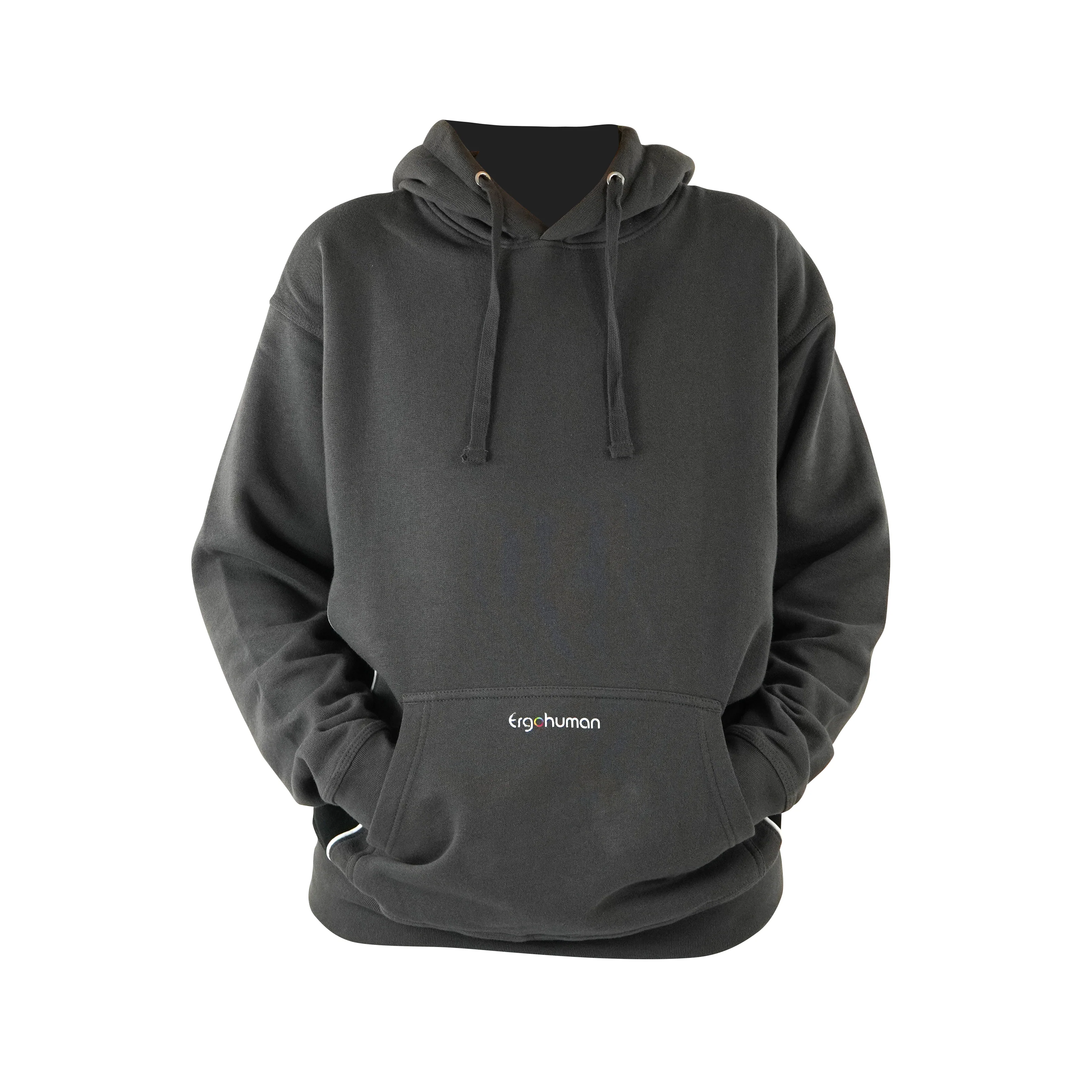 Ergohuman hoodie, grey with black and white, size medium - Image 4