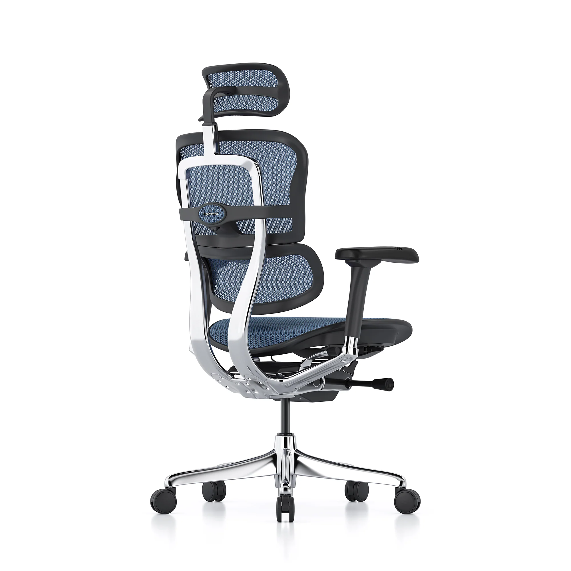 Ergohuman office chair, blue mesh, black frame - Image 3