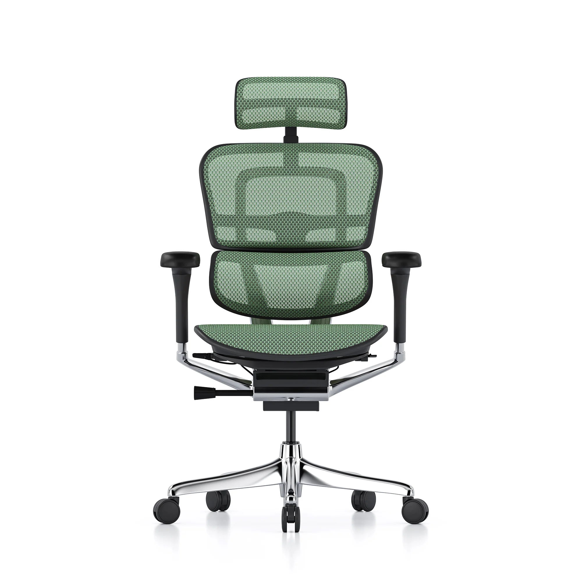 Ergohuman office chair, green mesh, black frame