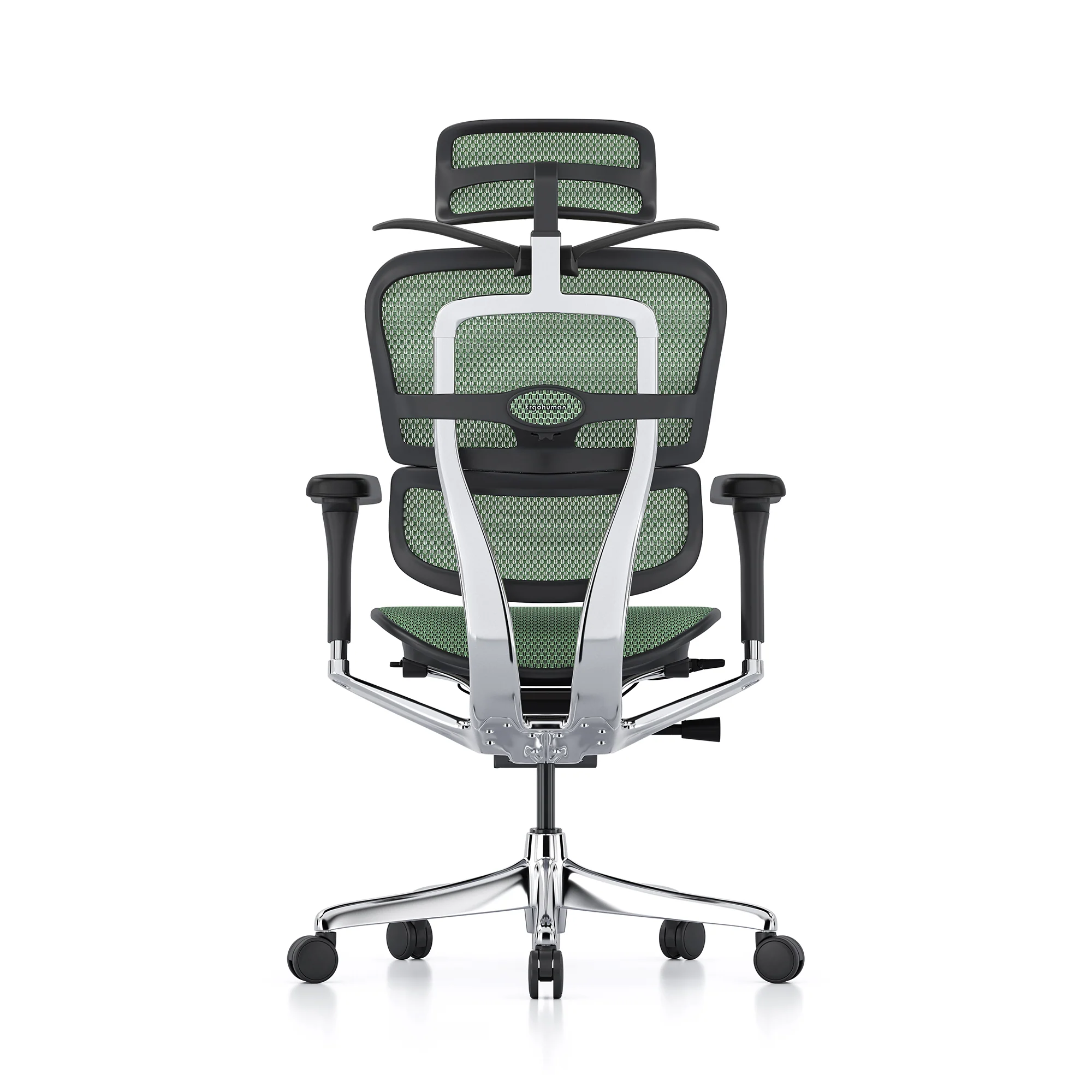 Ergohuman office chair, green mesh, black frame - Image 4