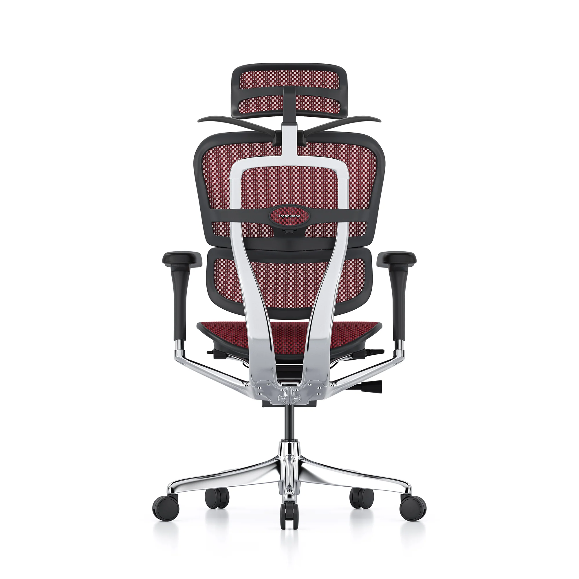 Ergohuman office chair, red mesh, black frame - Image 4