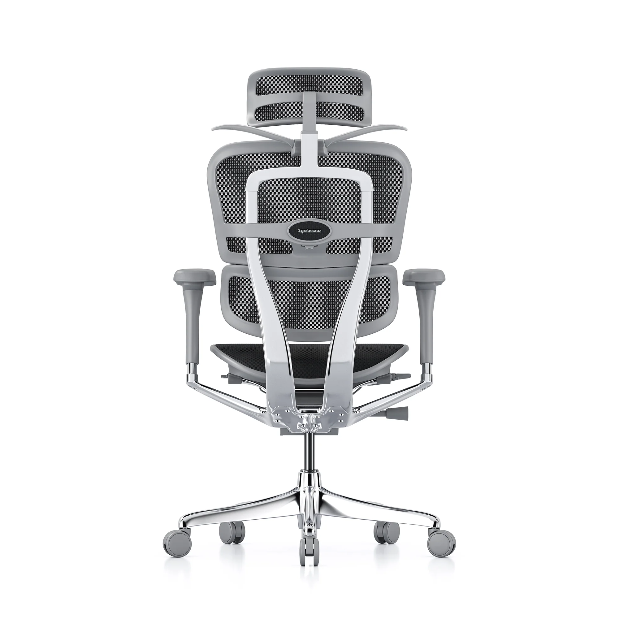 Ergohuman office chair, black mesh, grey frame - Image 4