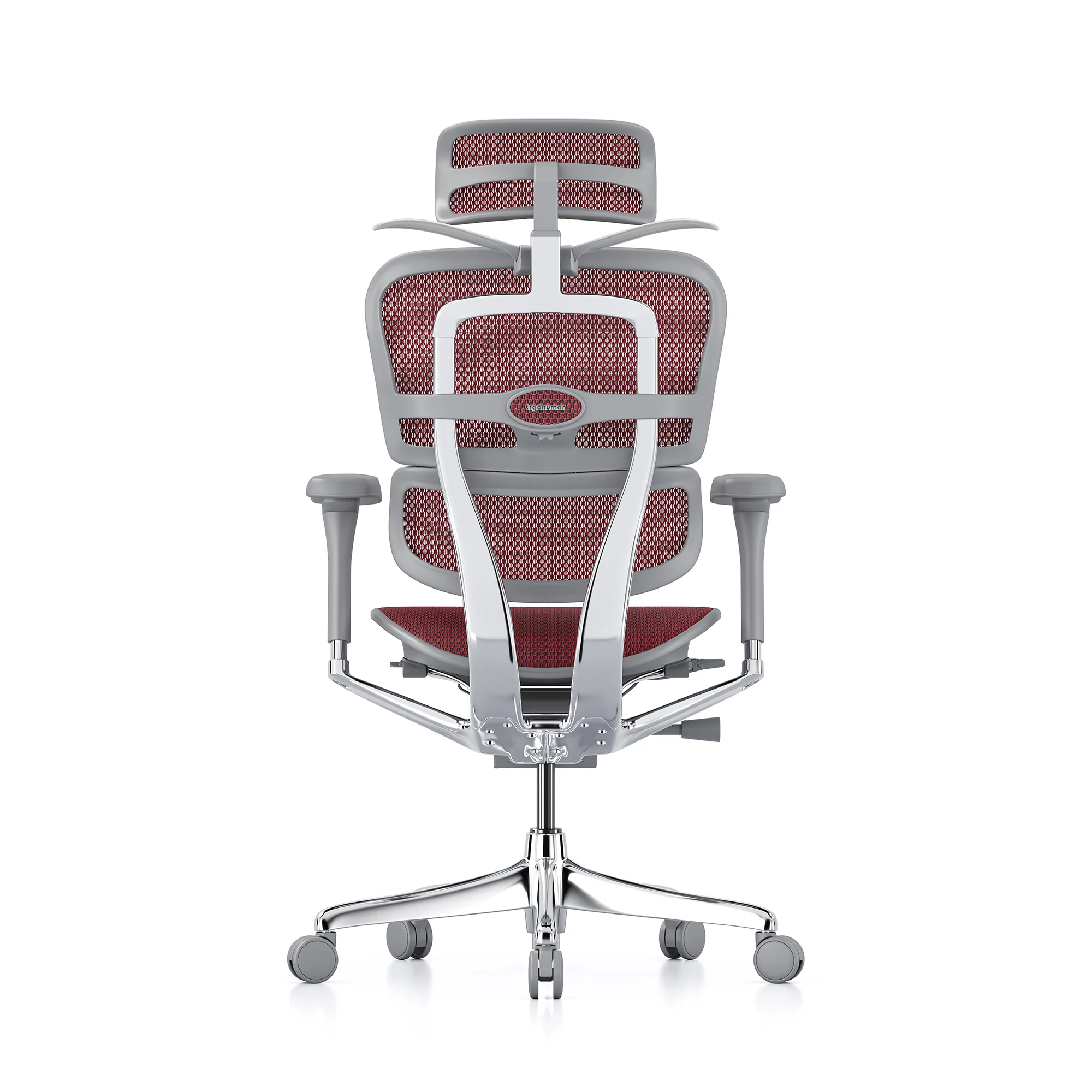 Ergohuman office chair, red mesh, grey frame - Image 4