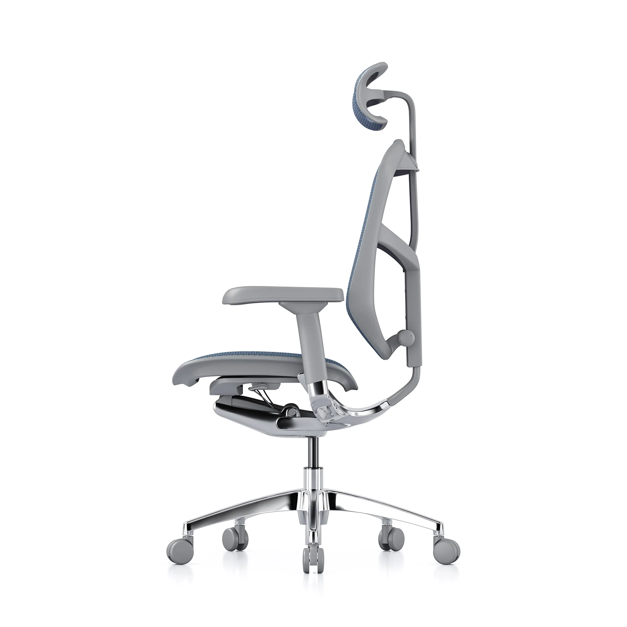 Open-box Enjoy office chair with headrest, blue mesh, grey frame – Excellent - Image 7