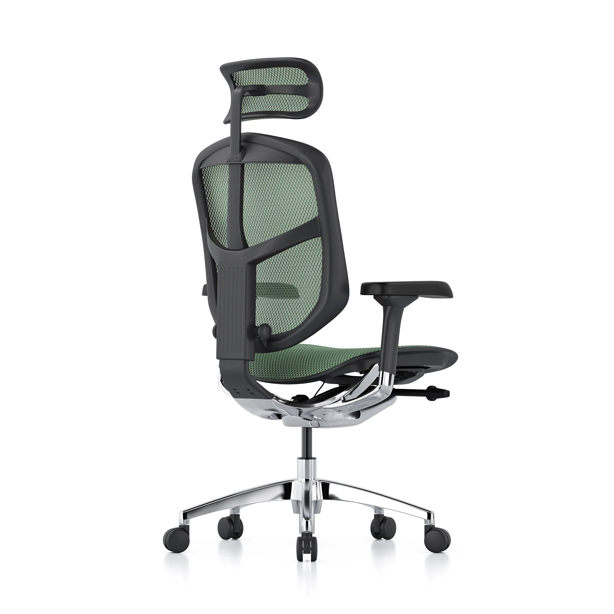 Open-box Enjoy office chair with headrest, green mesh, black frame – Excellent - Image 4